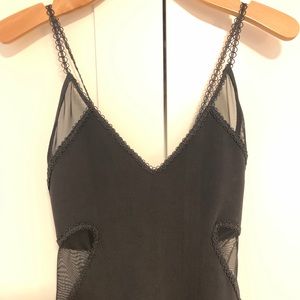 Black topshop mini dress with mesh panels